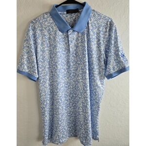 G Force G4 Golf Polo Shirt Mens Size Large White Blue Floral Corpus Country Club